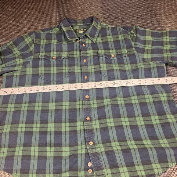 Eddie Bauer Men's Flannel Button Up Shirt Long Sleeve Green Blue Plaid Size XXL - Picture 5 of 6